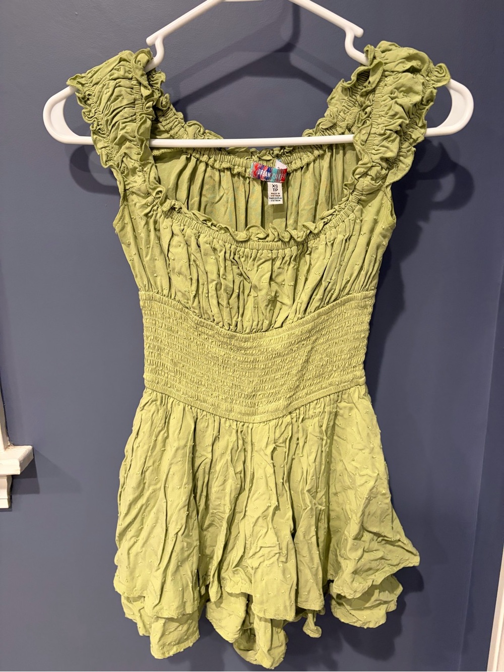 Light Green Ruffled Smocked Women's romper